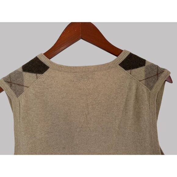 F.R. Tripler & Co. 100% Cashmere Argyle Sweater Vest Made In Italy Medium Beige/ - Picture 8 of 8